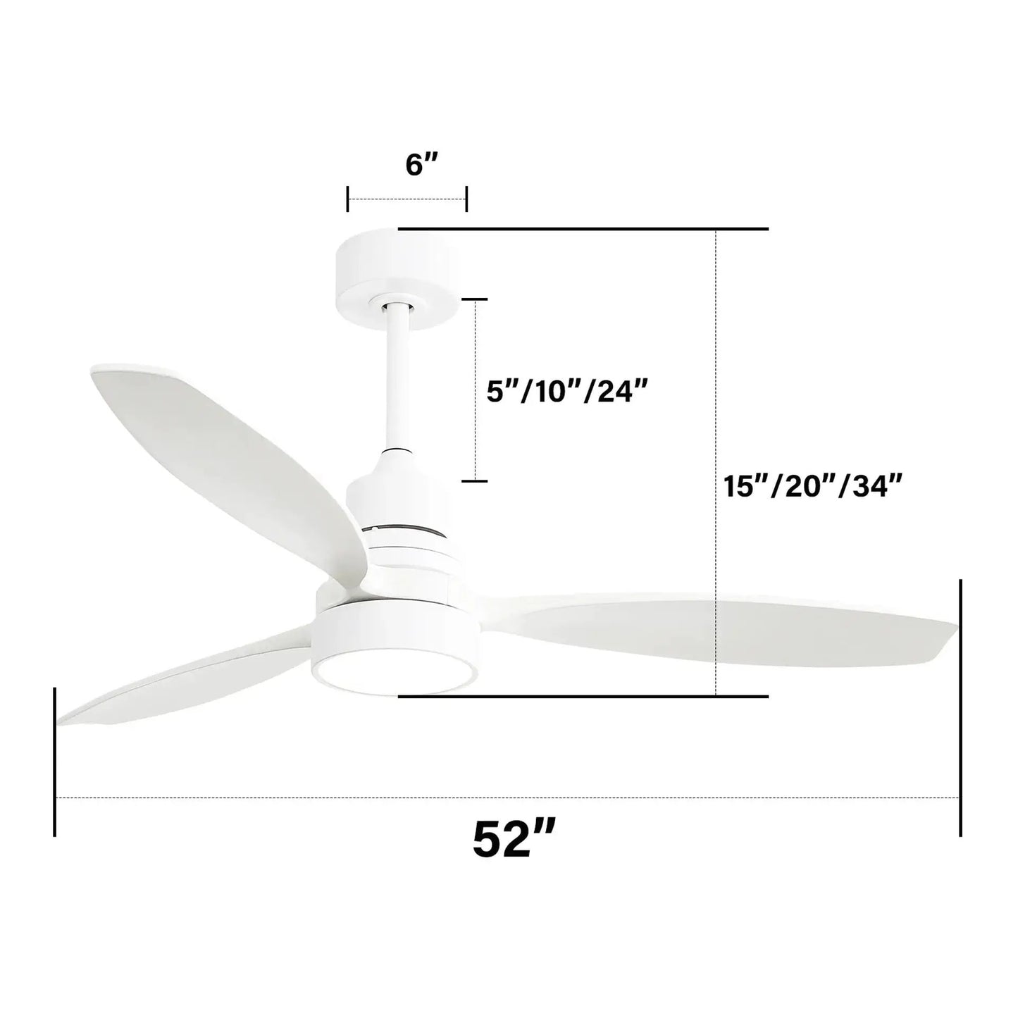 Ceiling fan with reversible DC motor, LED light, white solid blades, remote on Tampa Home & Garden Store