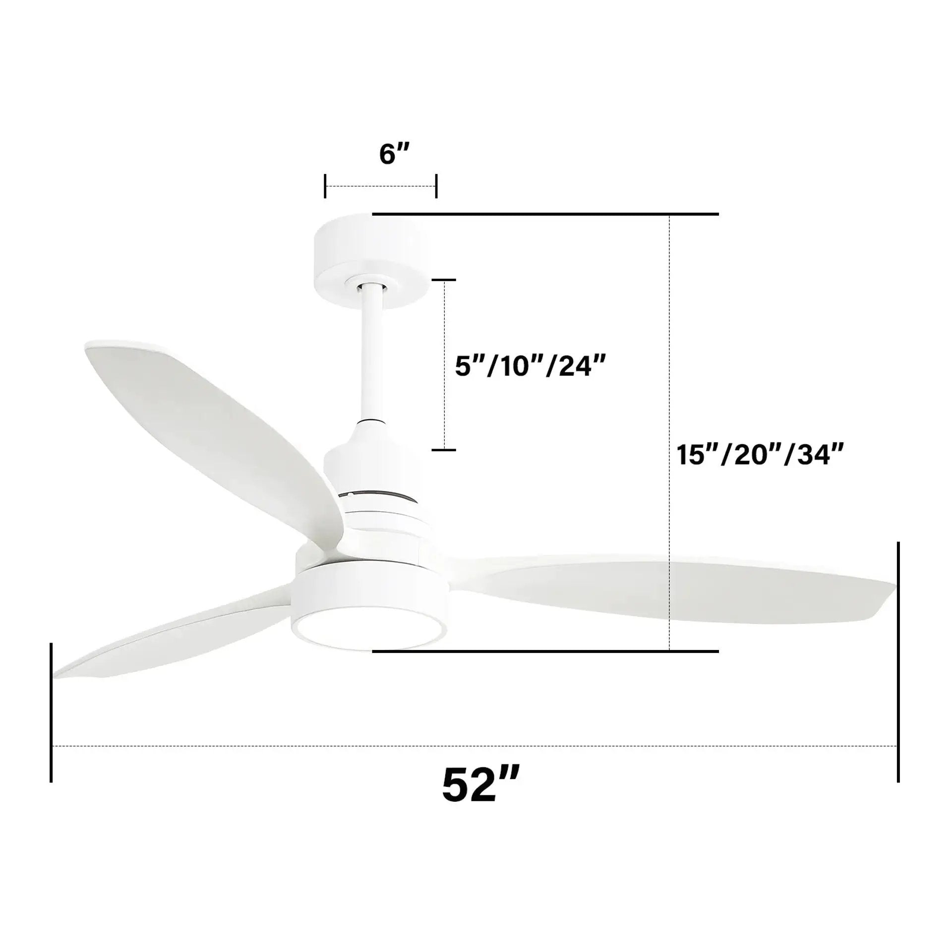 Ceiling fan with reversible DC motor, LED light, white solid blades, remote on Tampa Home & Garden Store