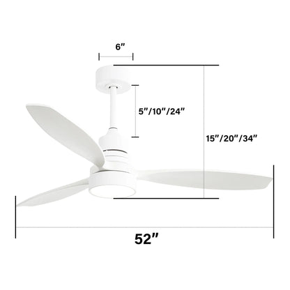 Ceiling fan by HouseOfZazla, white finish with LED light and remote, 52-inch span on Tampa Home & Garden Store