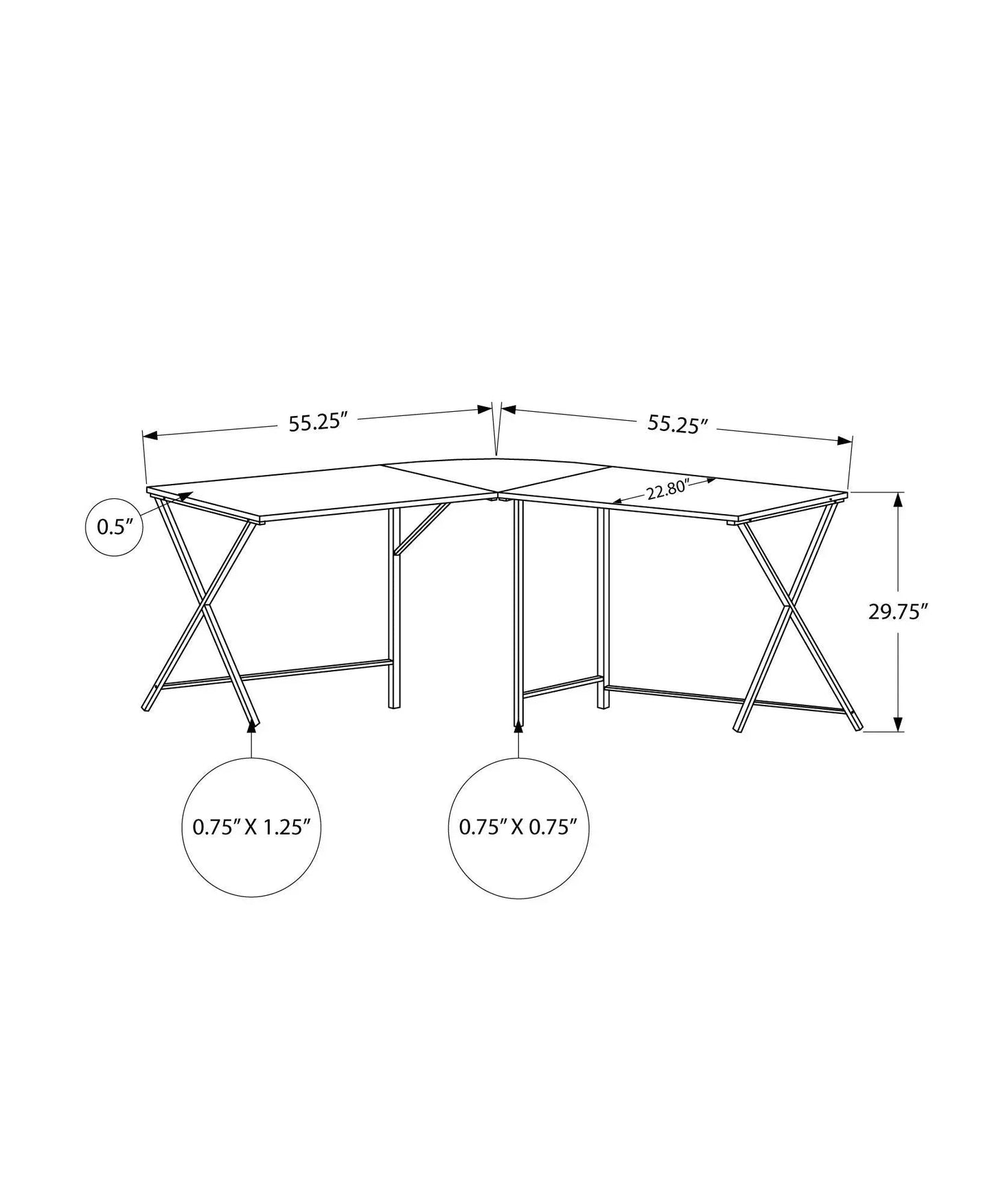 Corner L-shaped desk set, two desks with black metal X-frame legs, Unique Piece Furniture on Tampa Home & Garden Store