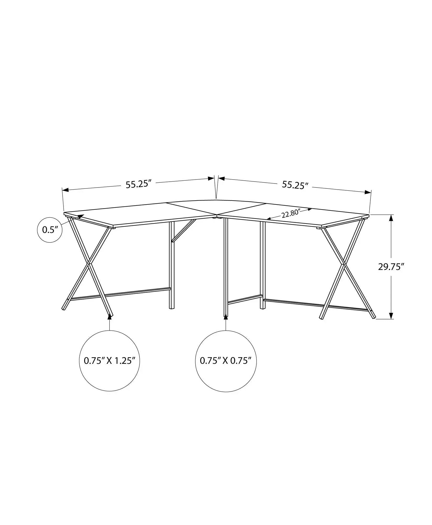 Corner L-shaped desk set, two desks with black metal X-frame legs, Unique Piece Furniture on Tampa Home & Garden Store