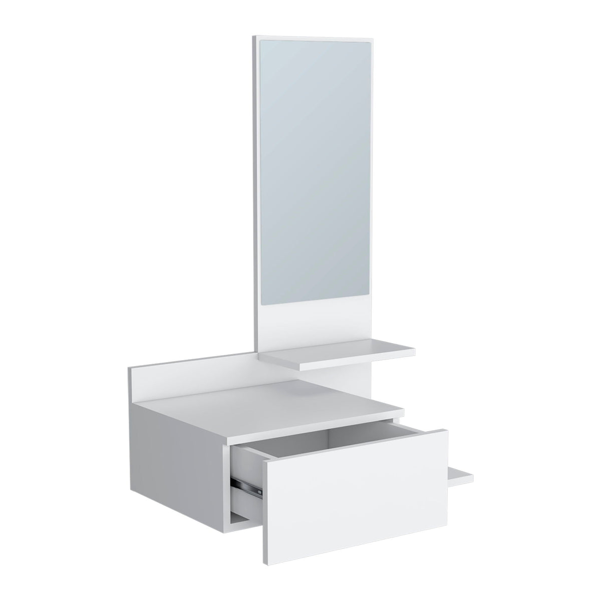 Lowell Floating Hallway Cabinet and Mirror, white finish with mirror panel by HouseOfZazla on Tampa Home & Garden Store