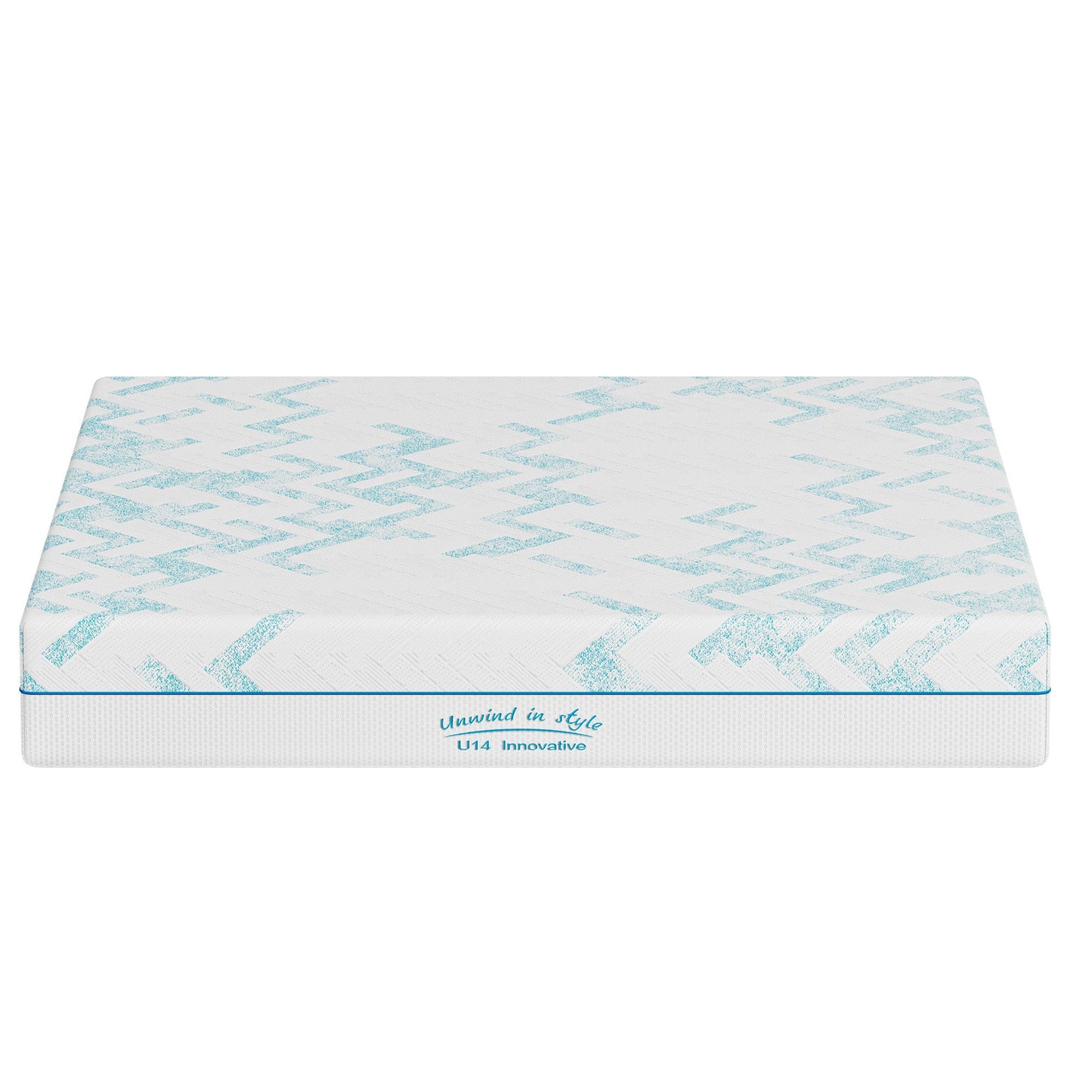 8-Inch RV Latex Memory Foam Mattress by HouseOfZazla white with blue chevron pattern on Tampa Home & Garden Store