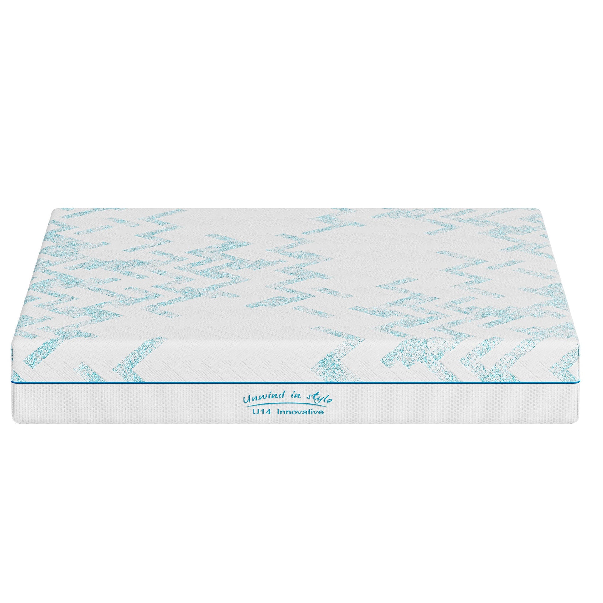8-Inch RV Latex Memory Foam Mattress by HouseOfZazla white with blue chevron pattern on Tampa Home & Garden Store