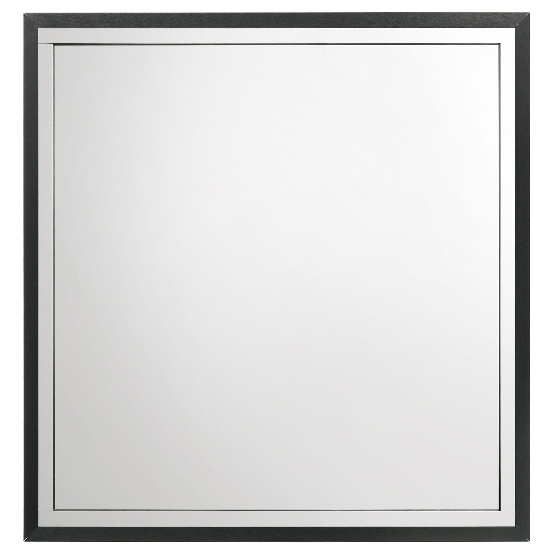Bedroom mirror from Malcolm collection with a black frame and silver beveled inner border on Tampa Home & Garden Store