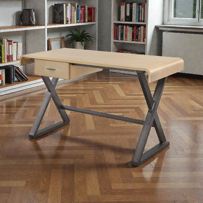 Danton Aluminum Top Grain Leather Desk Gold