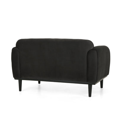 Contemporary Dark Loveseat and Velvet Sofa
