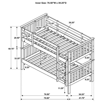 Madison Twin Over Twin Bunk Bed white slatted design HouseOfZazla on Tampa Home & Garden Store