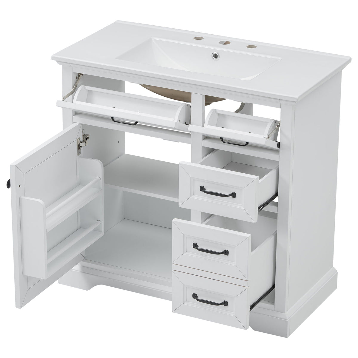36in white bathroom vanity with sink and soft-close drawers by HouseOfZazla on Tampa Home & Garden Store
