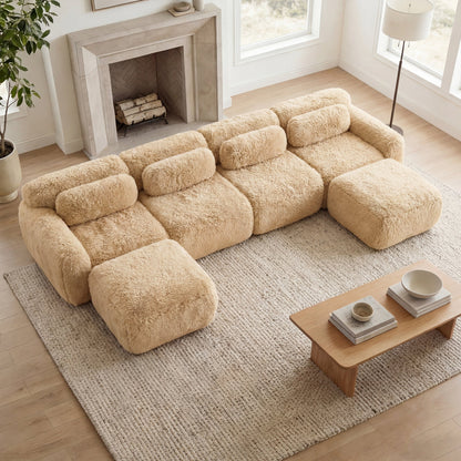 Contemporary Plush And U Shaped Boneless Sofa
