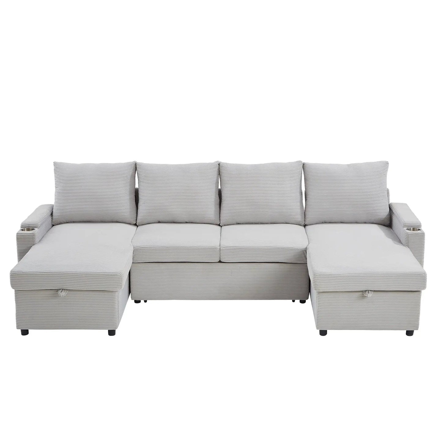 U Shaped Sectional Sofa Bed with Storage Chaise