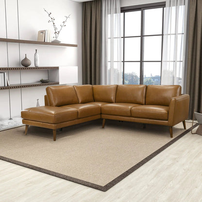 Benson stationary sectional sofa with chaise in tan leather, Unique Piece Furniture on Tampa Home & Garden Store