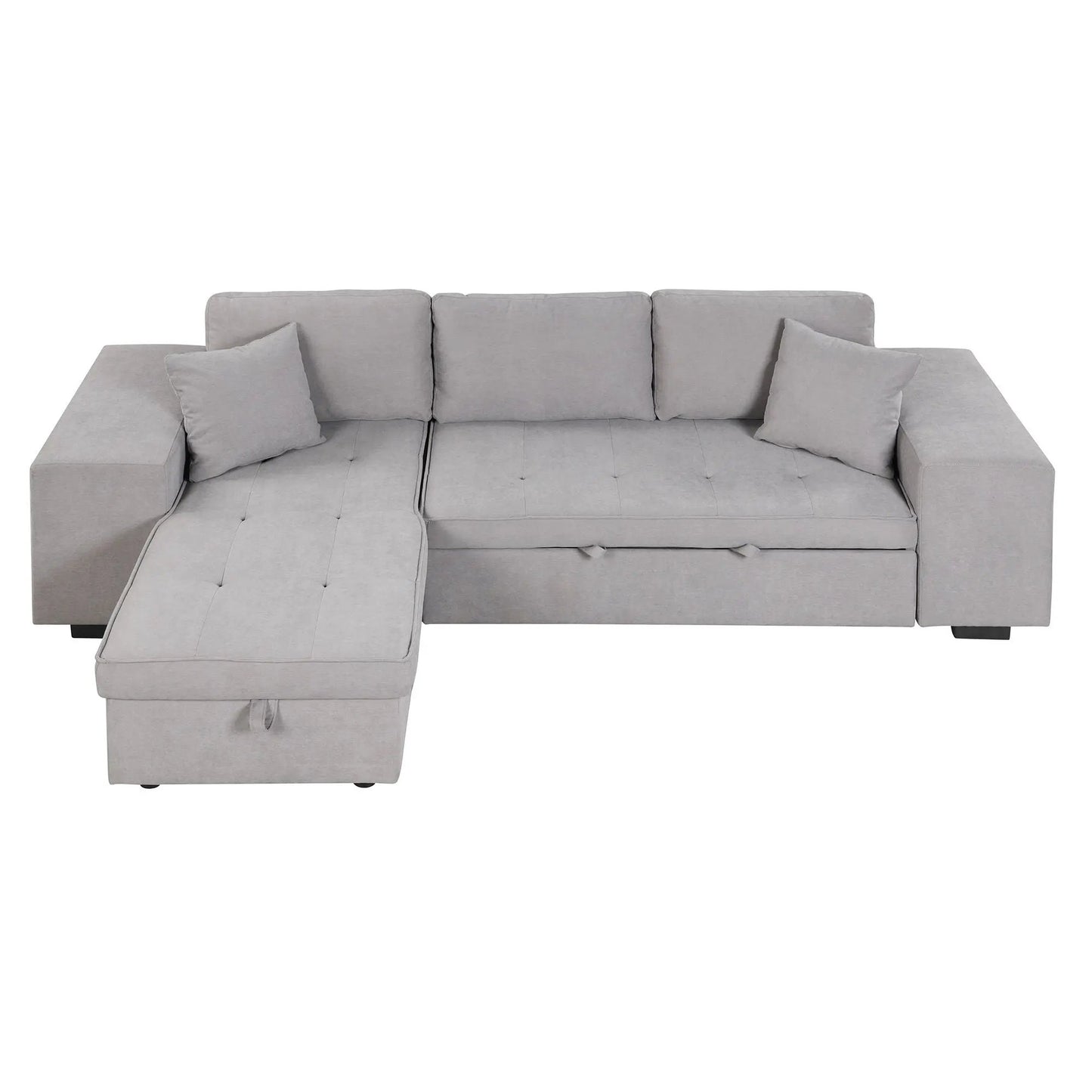 Modern gray L-shaped sectional sofa with chaise, 3-seat configuration and tufted cushions on Tampa Home & Garden Store