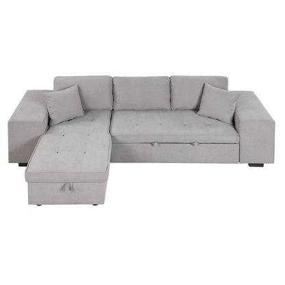 Modern gray L-shaped sectional sofa with chaise, 3-seat configuration and tufted cushions on Tampa Home & Garden Store