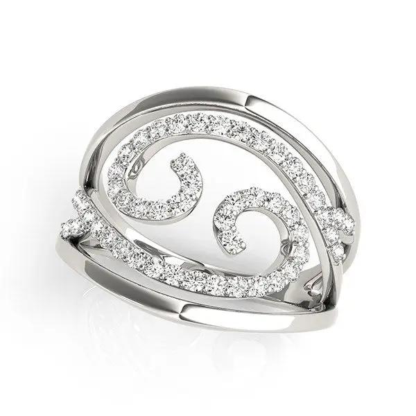 Swirl design diamond ring in 14k white gold with pave diamonds 1/2 cttw, Bids.com on Tampa Home & Garden Store