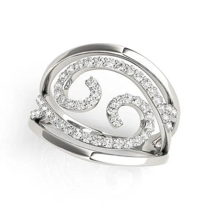 Swirl design diamond ring in 14k white gold with pave diamonds 1/2 cttw, Bids.com on Tampa Home & Garden Store
