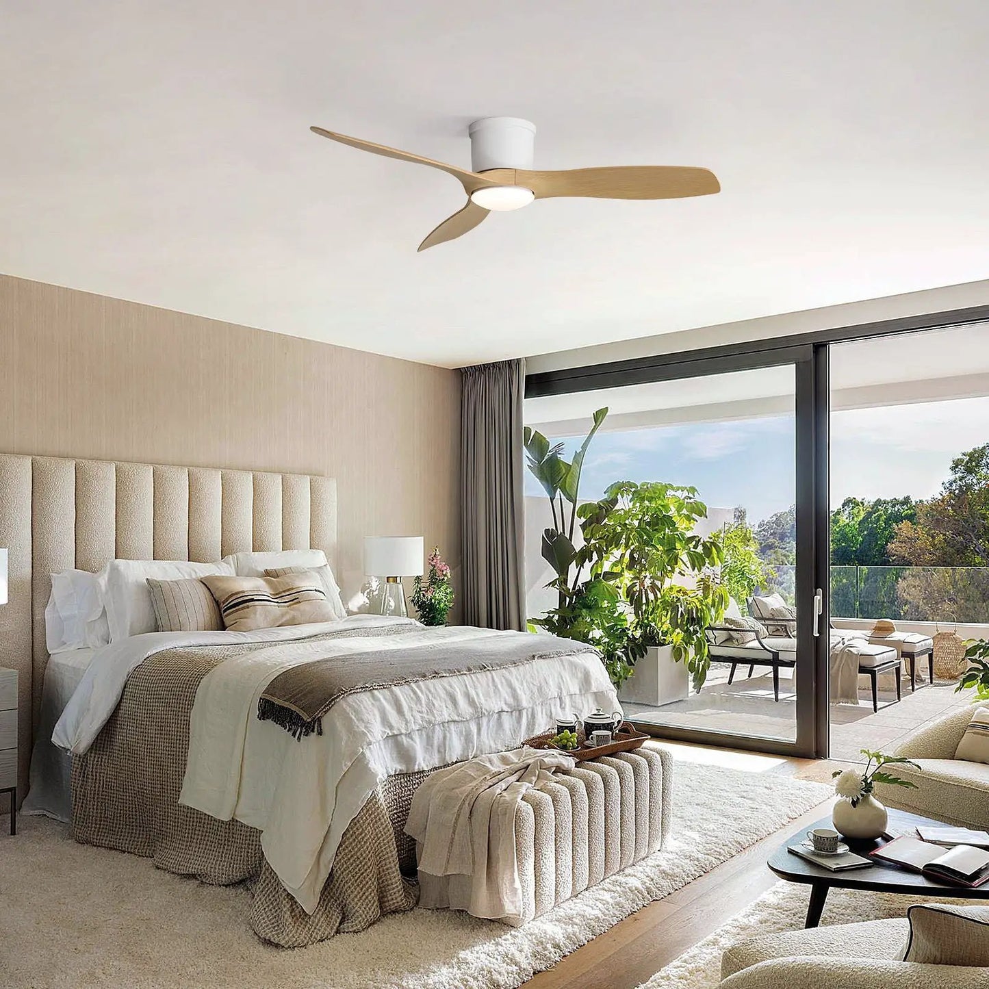 Flush Mount Ceiling Fan with Dimmable Led Light