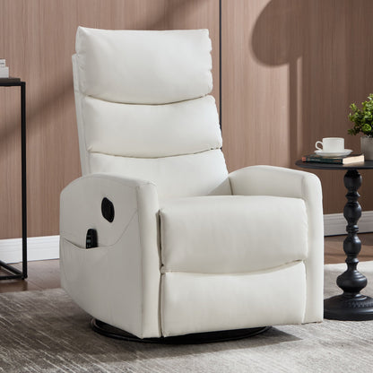 Heat Massage Manual Recliner Chair with Rocker and Swivel in white leather by HouseOfZazla on Tampa Home & Garden Store