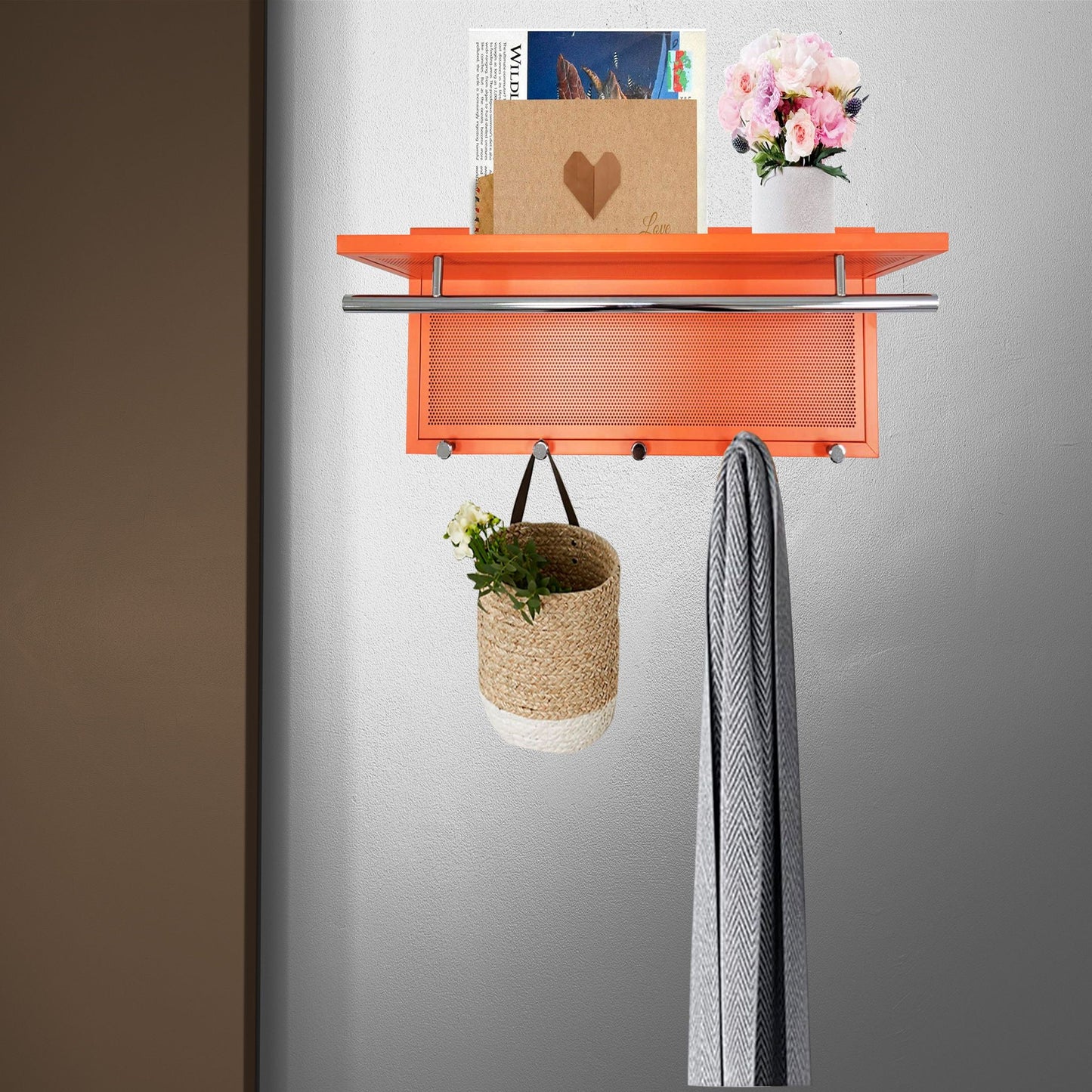 Esyspot Hook Wall Mount With Shelf for Storage