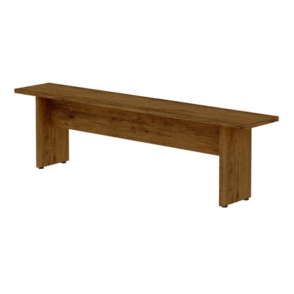 Nomad Dining Bench warm brown wood finish with sturdy rectangular legs for two people on Tampa Home & Garden Store