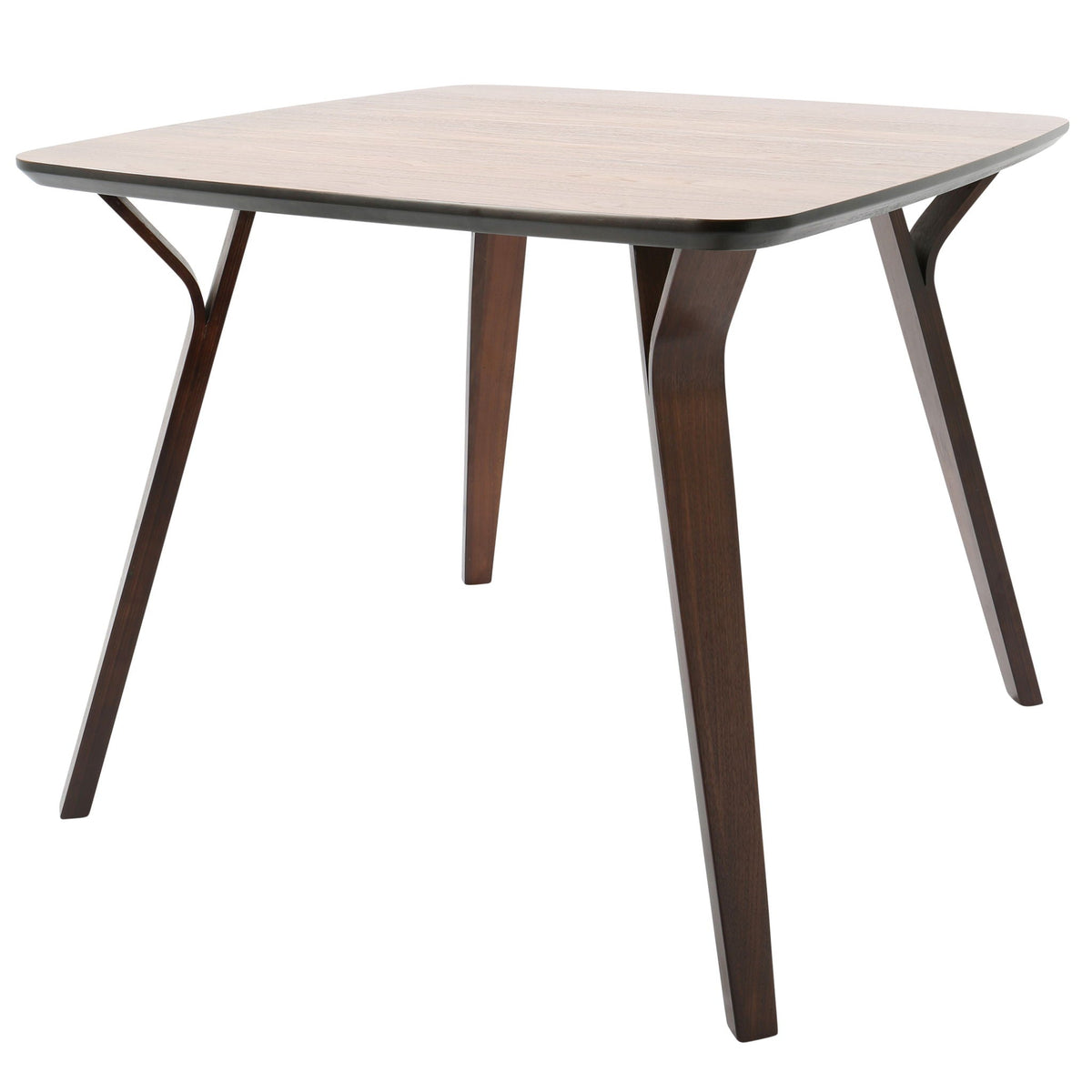 Mid Century Modern dinette table with light brown wood top and dark brown curved legs on Tampa Home & Garden Store