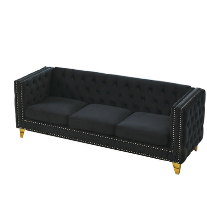 Modern Button Tufted Sofa With Nailhead Trim