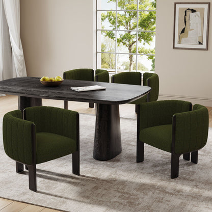 Comfort Stylish Seating Dining Chair Set with green upholstered chairs around dark wood table on Tampa Home & Garden Store