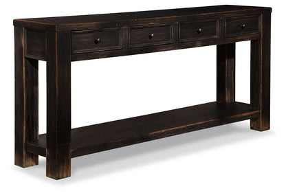 Gavelston sofa table in black wood with four drawers and shelf by Unique Piece Furniture on Tampa Home & Garden Store