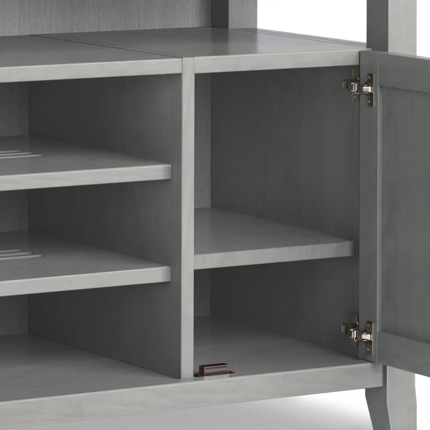 Amherst TV Media Stand handcrafted gray wood by Unique Piece Furniture with open shelves on Tampa Home & Garden Store