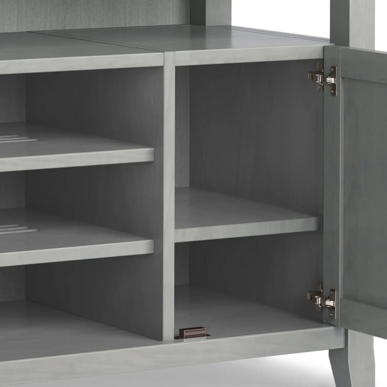 Amherst TV Media Stand handcrafted gray wood by Unique Piece Furniture with open shelves on Tampa Home & Garden Store