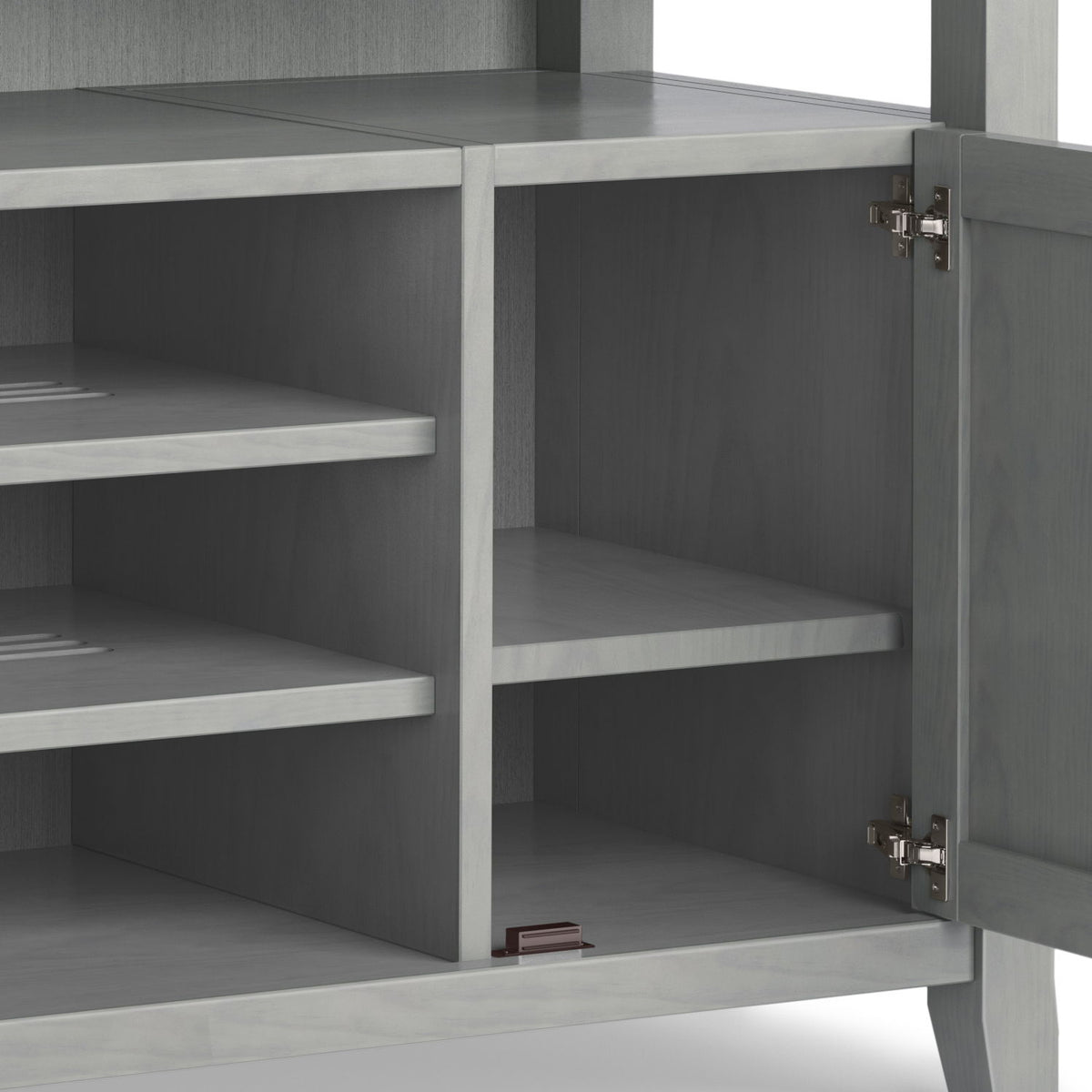 Solid Wood TV Stand with Adjustable Shelves gray finish with cabinet doors HouseOfZazla on Tampa Home & Garden Store