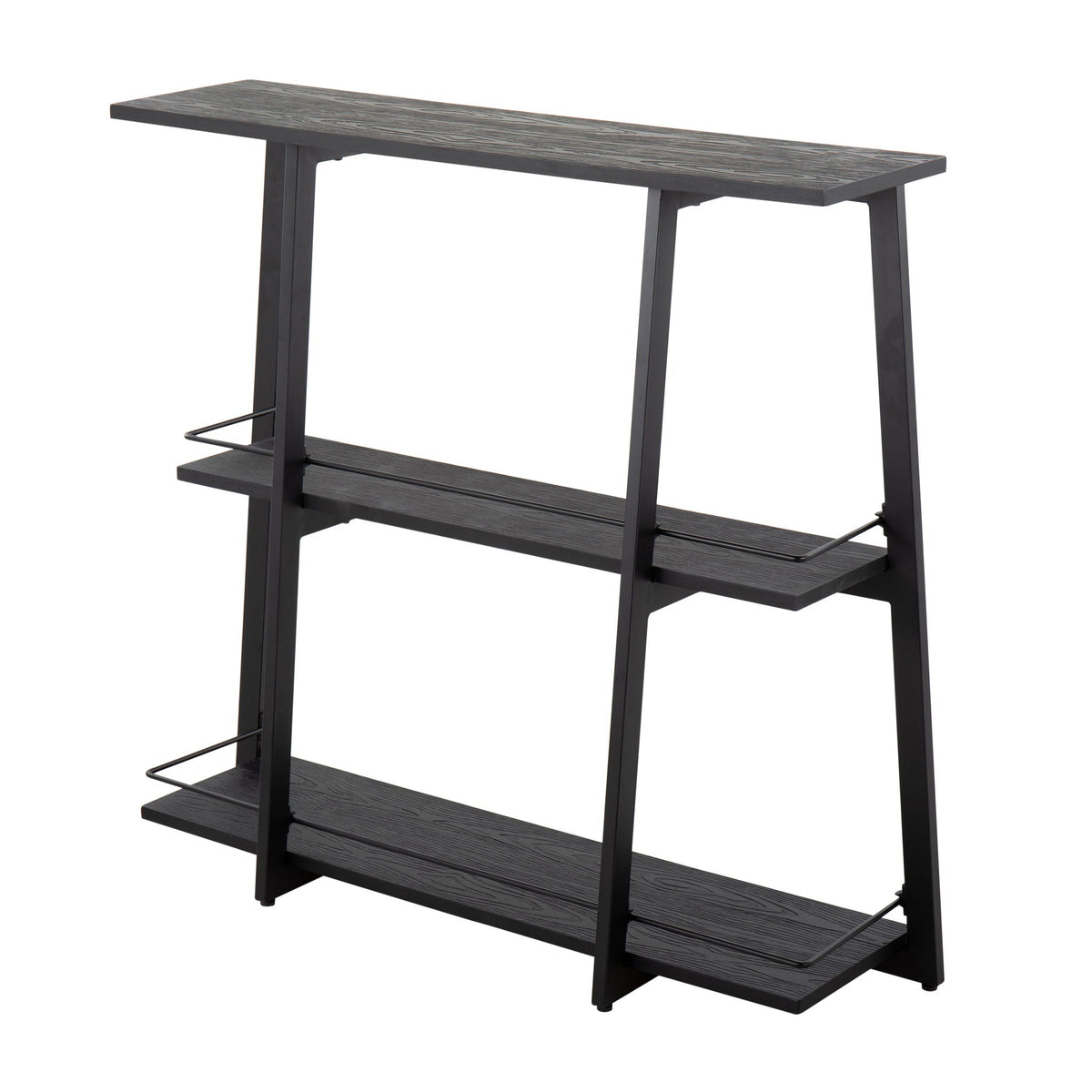 Industrial black bamboo bookcase with steel frame on Tampa Home & Garden Store