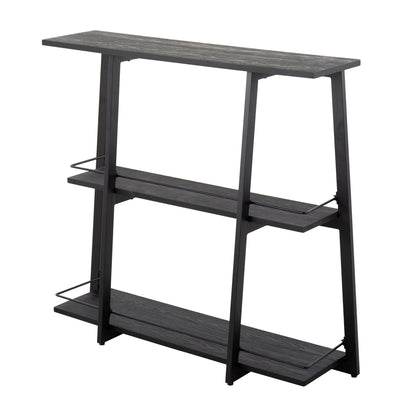 Industrial black bamboo bookcase with steel frame on Tampa Home & Garden Store