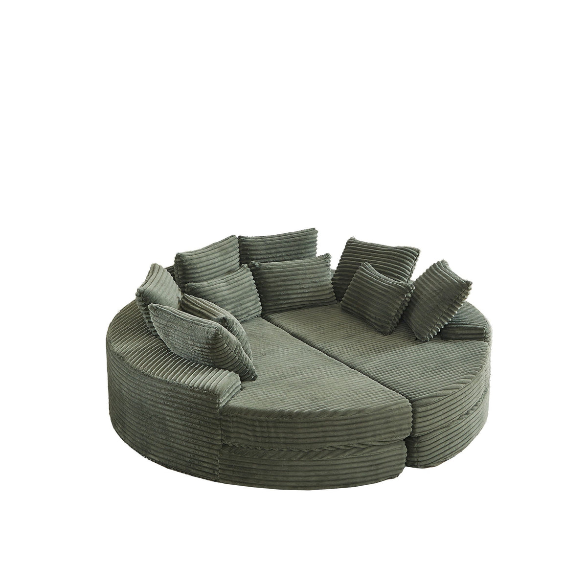 Round Oversized Sofa Bed with Throw Pillows
