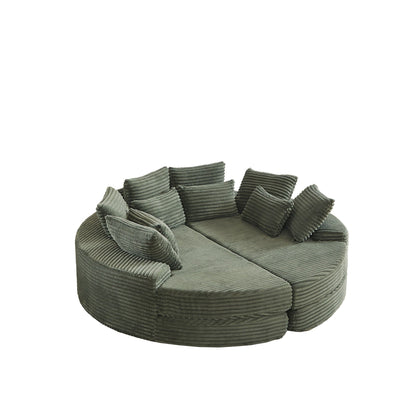 Round Oversized Sofa Bed with Throw Pillows
