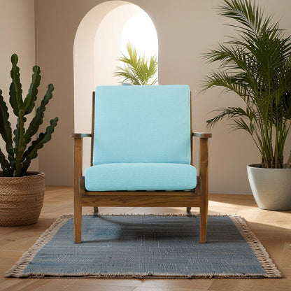 Genuine Lounge Chair with solid wood frame and light blue cushion, HouseOfZazla Armchairs on Tampa Home & Garden Store
