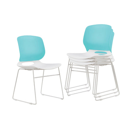 Ergonomic backrest stacking chairs turquoise backrests white frames 4-pack HouseOfZazla on Tampa Home & Garden Store