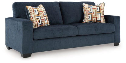 Aviemore Sofa Sleeper dark blue corduroy with 2 geometric cushions Unique Piece Furniture on Tampa Home & Garden Store