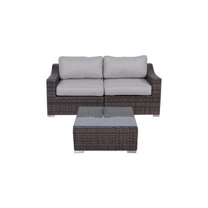 Outdoor Wicker Set With Glass Table And Cushions