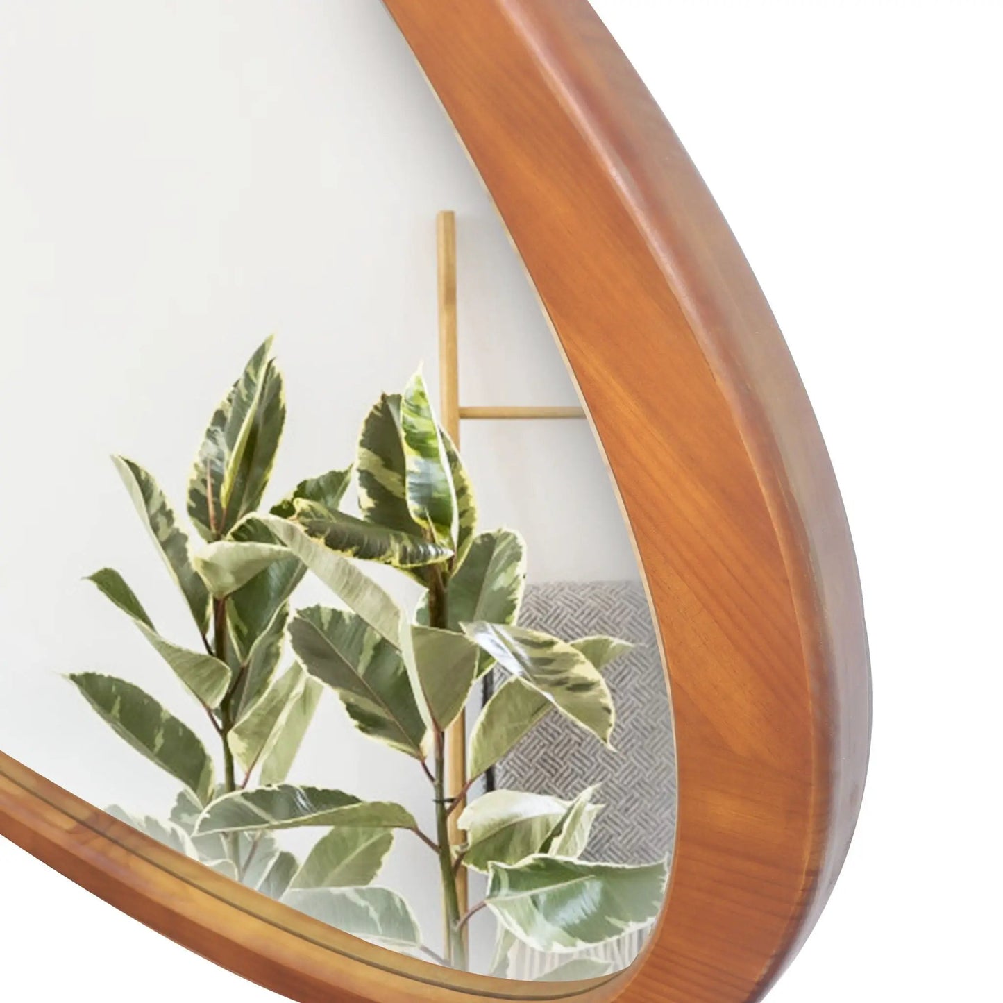 Asymmetrical Wall Mirror with Wooden Frame
