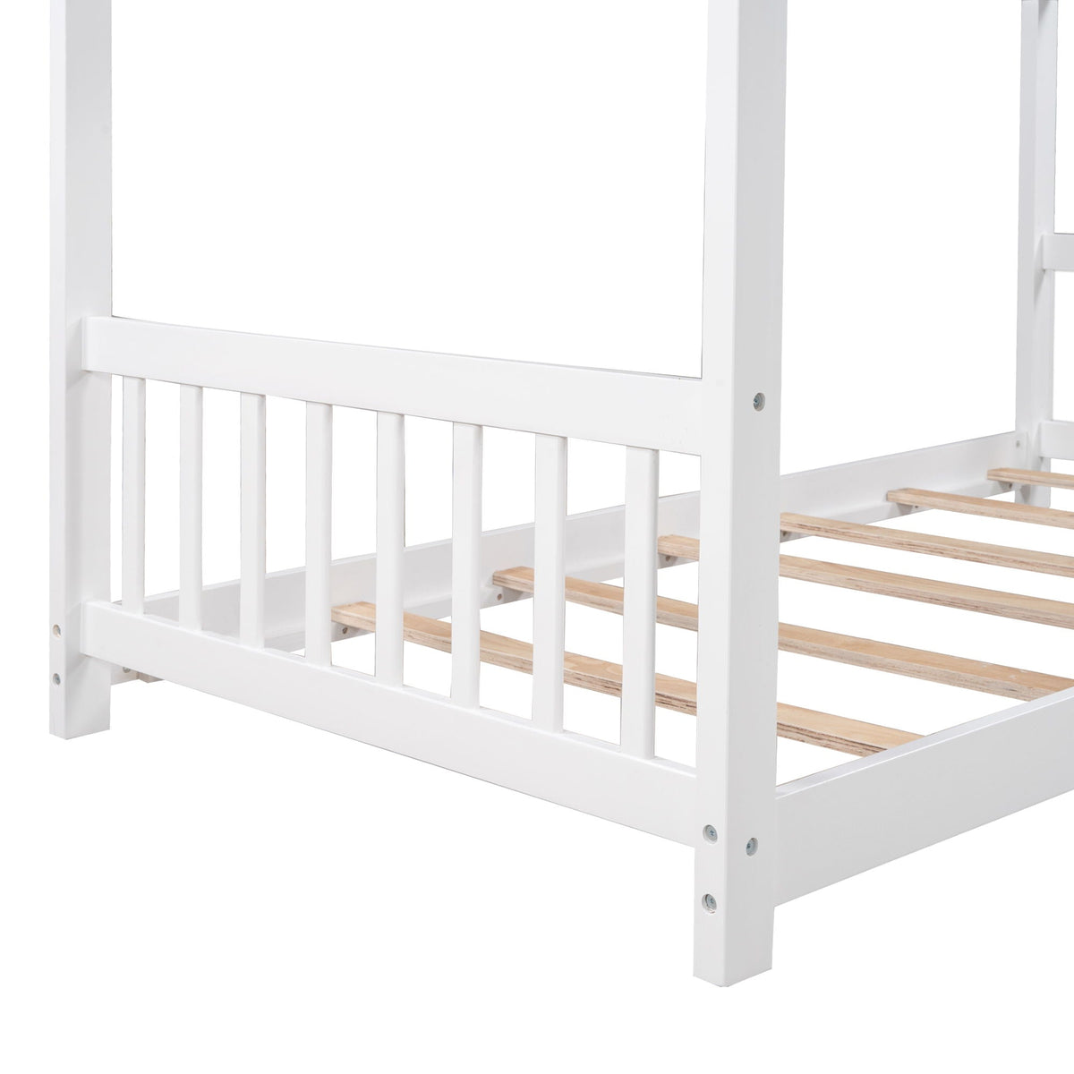 House Platform Bed with Headboard and Footboard roof design in white by HouseOfZazla on Tampa Home & Garden Store