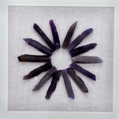 Grace purple agate shadow boxes wall art set of 2 with sunburst crystals on beige canvas on Tampa Home & Garden Store