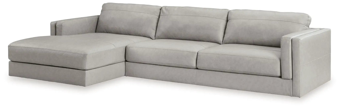 Amiata sectional sofa by Unique Piece Furniture in light gray fabric with left chaise on Tampa Home & Garden Store