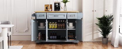 Large Rubber Wood Kitchen Island with Drop Leaf