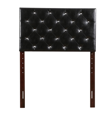 Upholstered headboard black faux leather, tufted with crystal buttons, wood legs HouseOfZazla on Tampa Home & Garden Store