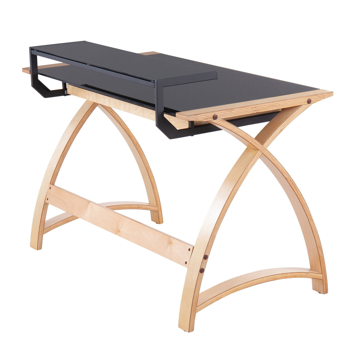 Mid-Century Modern Lift Top Desk with Hutch natural/black HouseOfZazla on Tampa Home & Garden Store