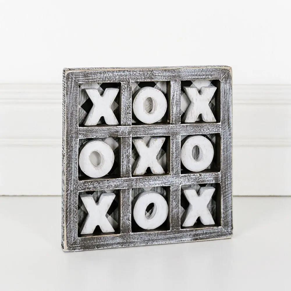 Gingham XOXO Game and Decor Hand Painted Wood