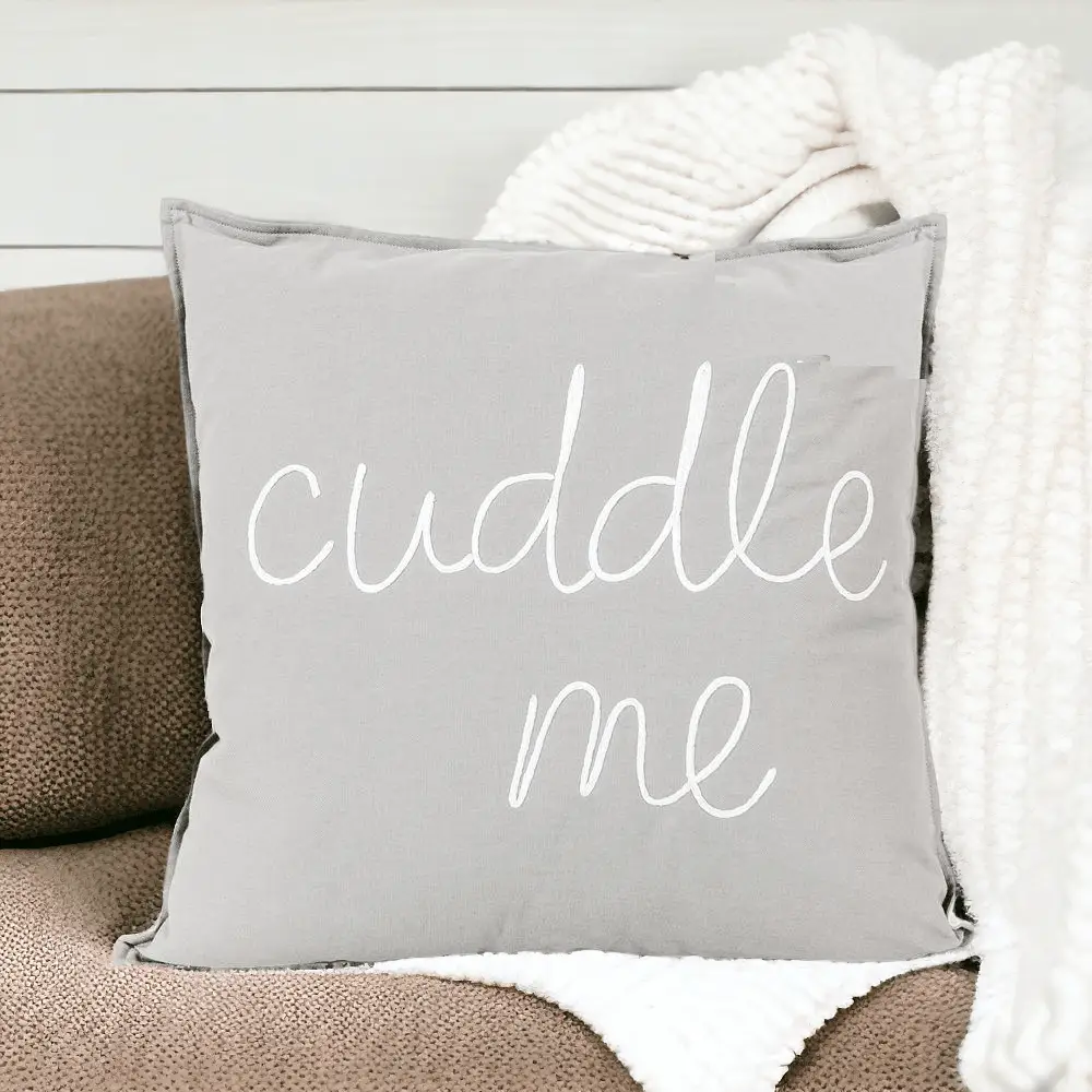 Cuddle Me 20 Inch Square Pillow Grey and White