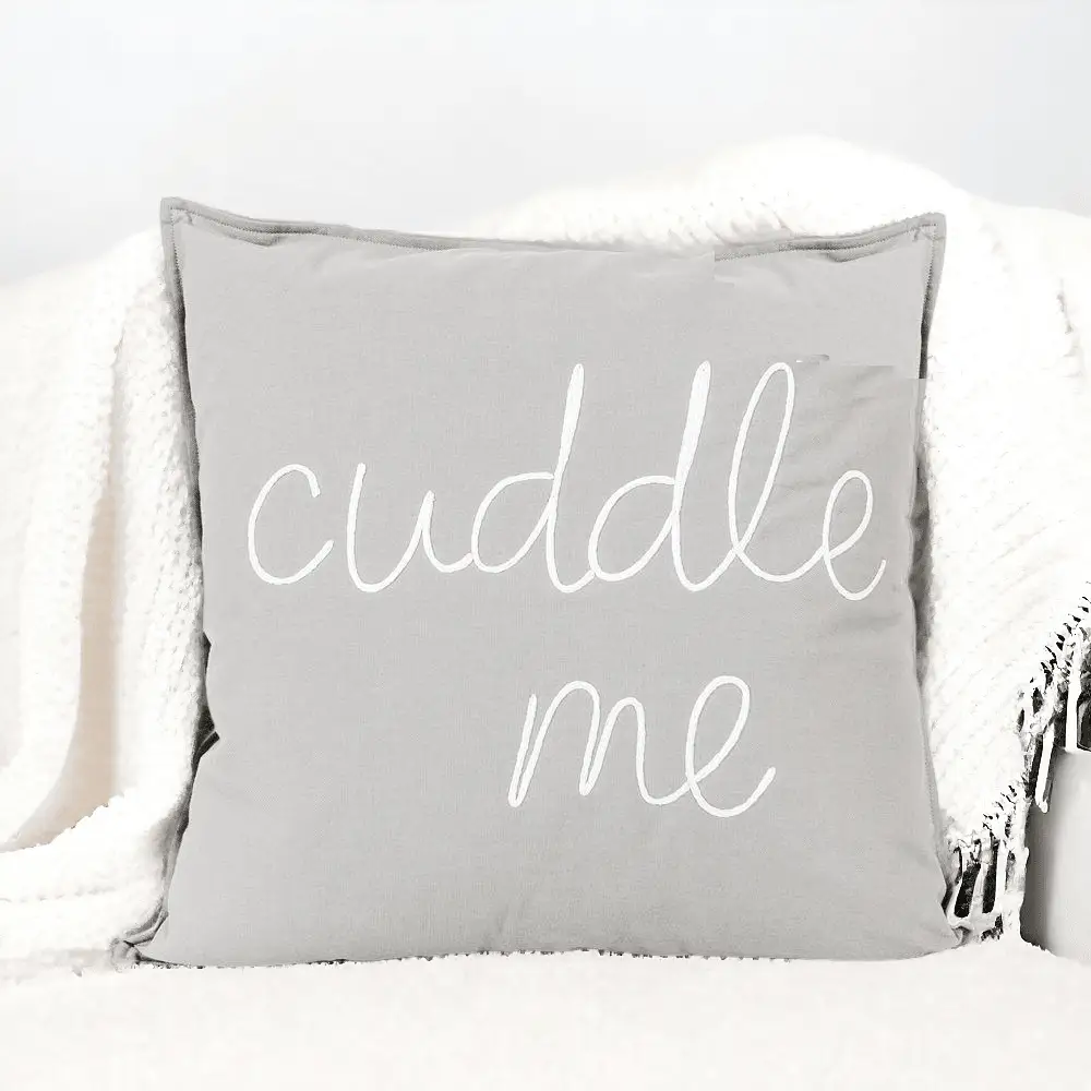 Cuddle Me 20 Inch Square Pillow Grey and White