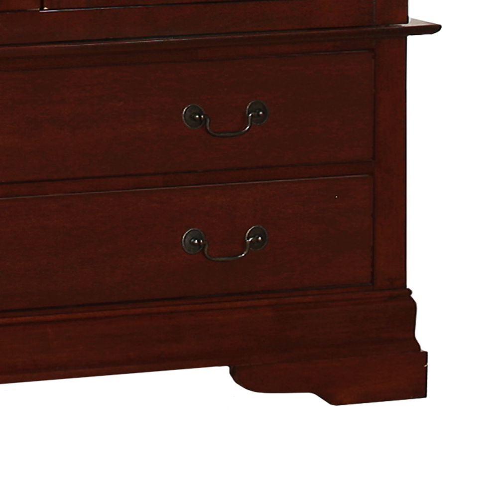 Traditional armoire with two drawers in dark mahogany finish, metal bail handles on Tampa Home & Garden Store